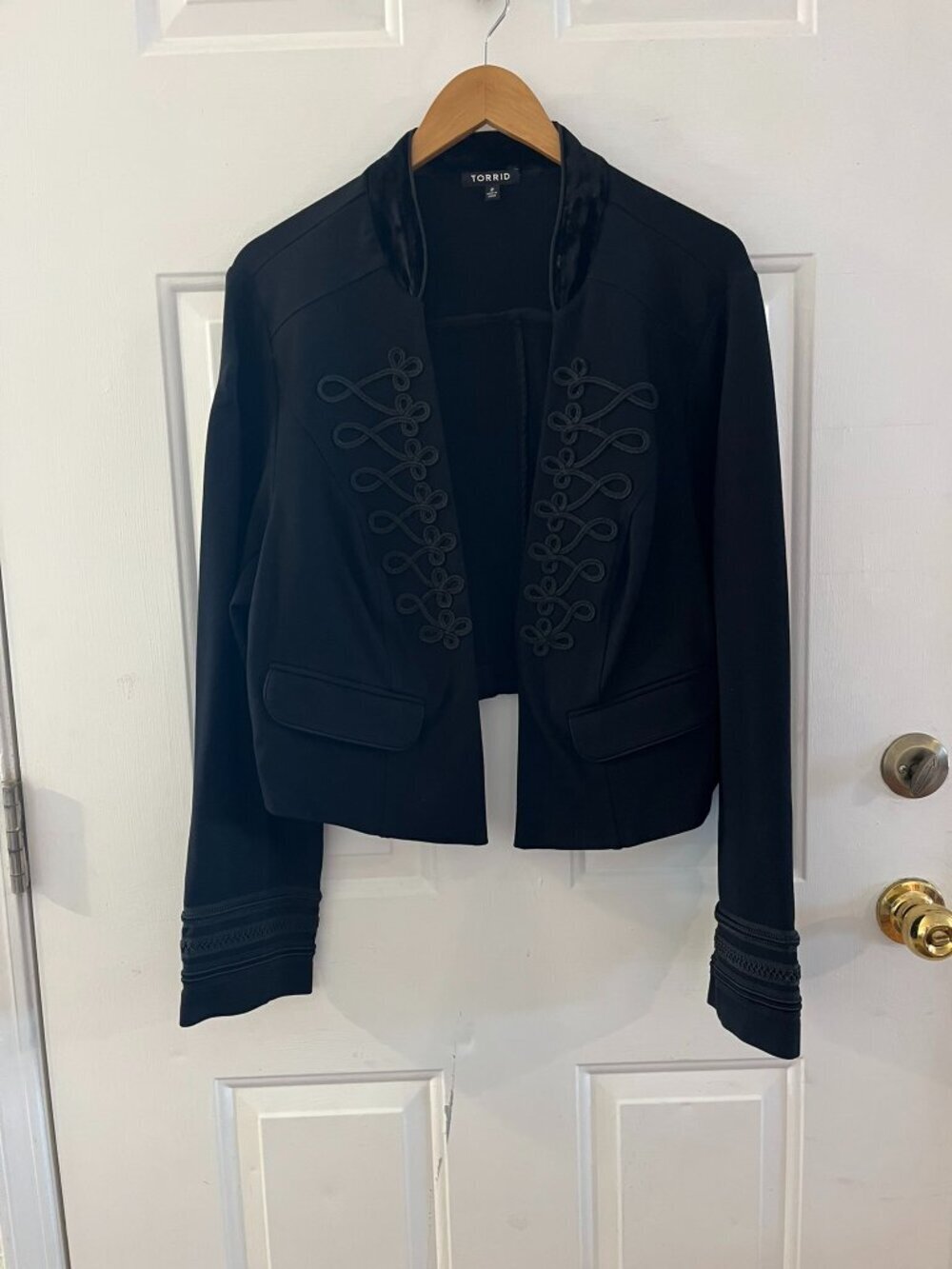 Torrid Plus-Size Black Military Embroidered Metal Button Detail Jacket Sz 18/20